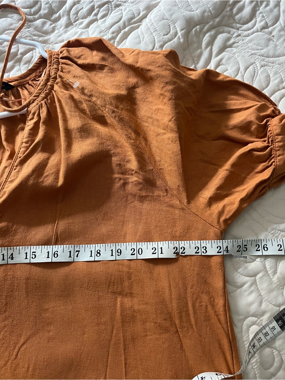Zara Linen Blend Rust Orange V-Neck Maxi Dress Size XS - Picture 6 of 6